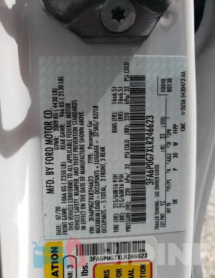 3FA6P0G7XLR246623 Photo# 12