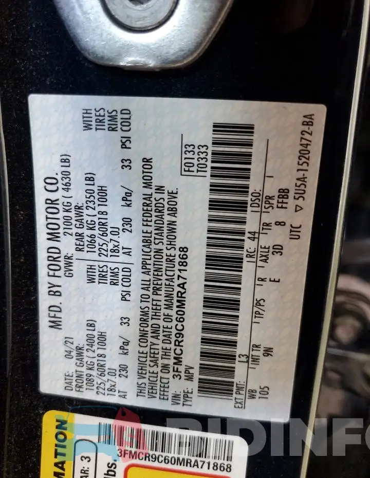 3FMCR9C60MRA71868 Photo# 14