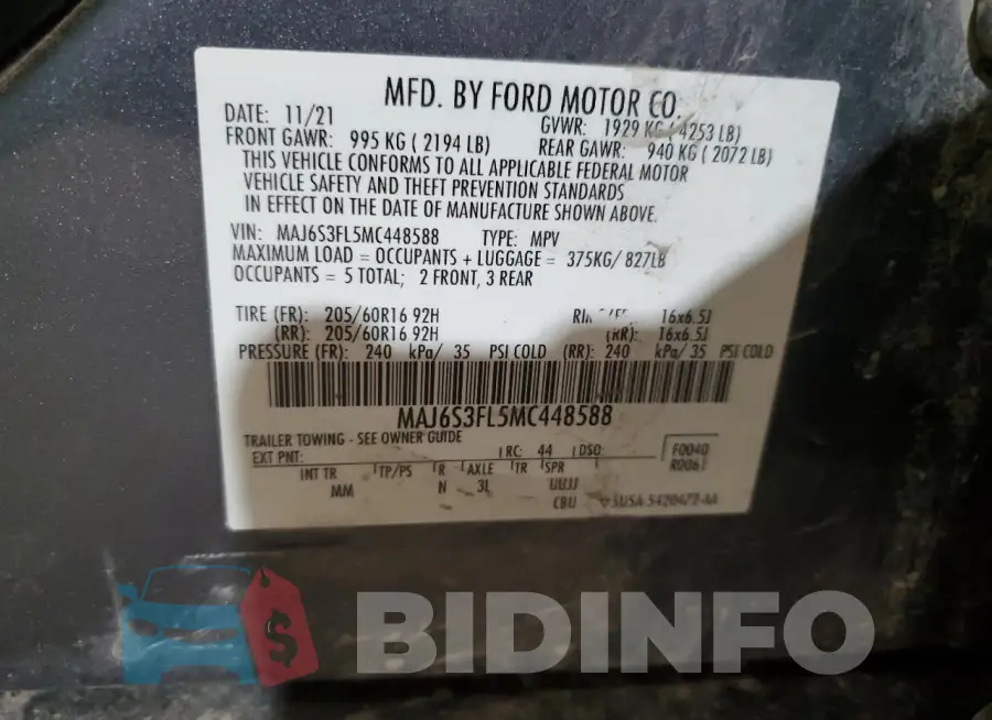 MAJ6S3FL5MC448588 Photo# 14