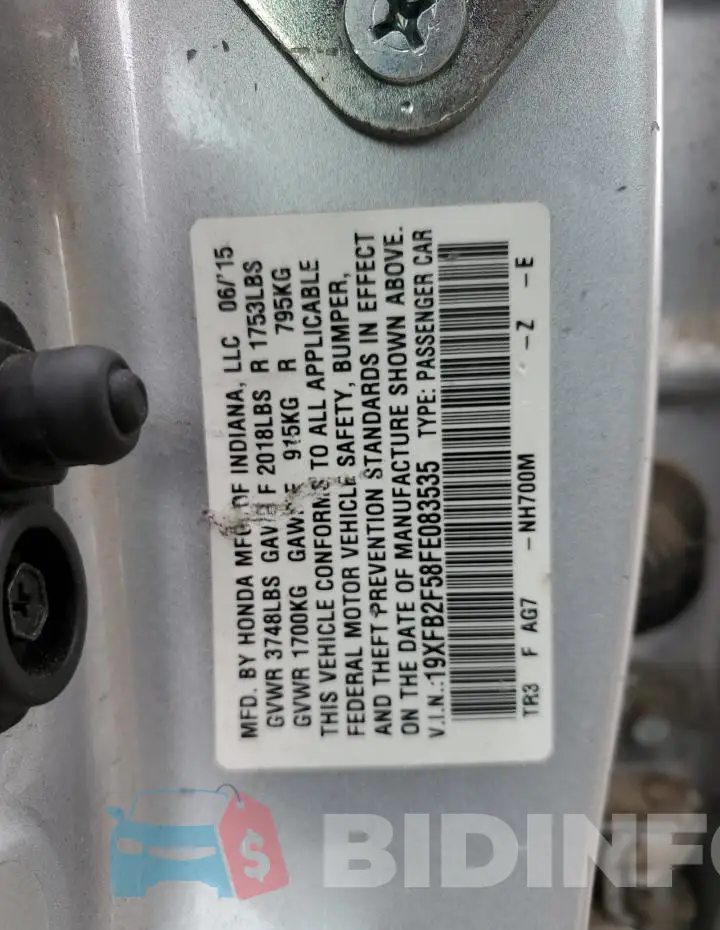 19XFB2F58FE083535 Photo# 12