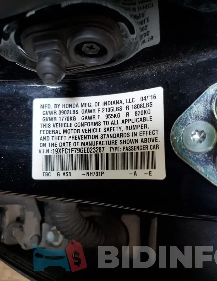 19XFC1F79GE023287 Photo# 12