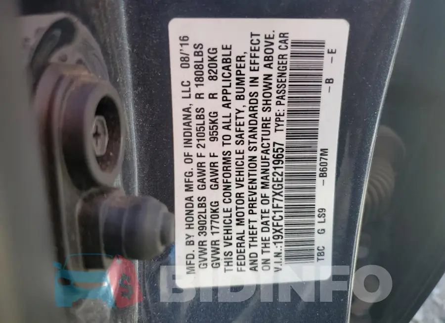 19XFC1F7XGE219657 Photo# 12