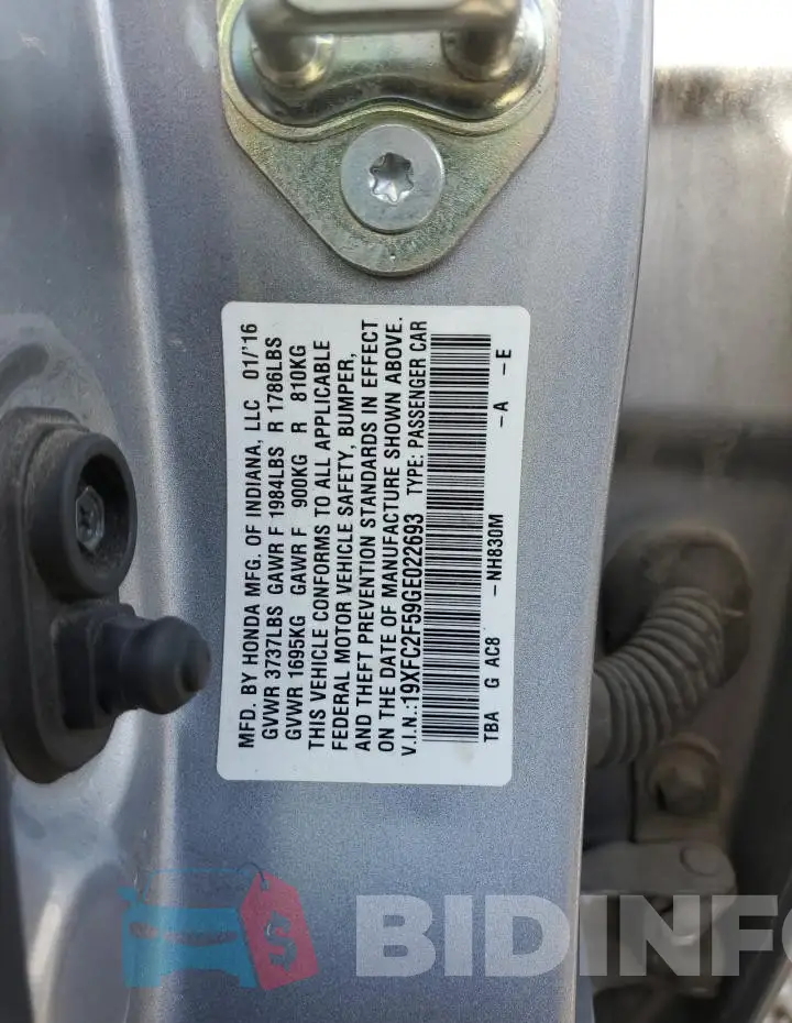 19XFC2F59GE022693 Photo# 13