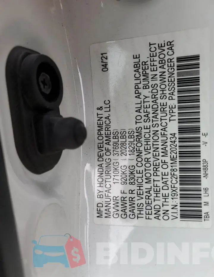 19XFC2F81ME202434 Photo# 12
