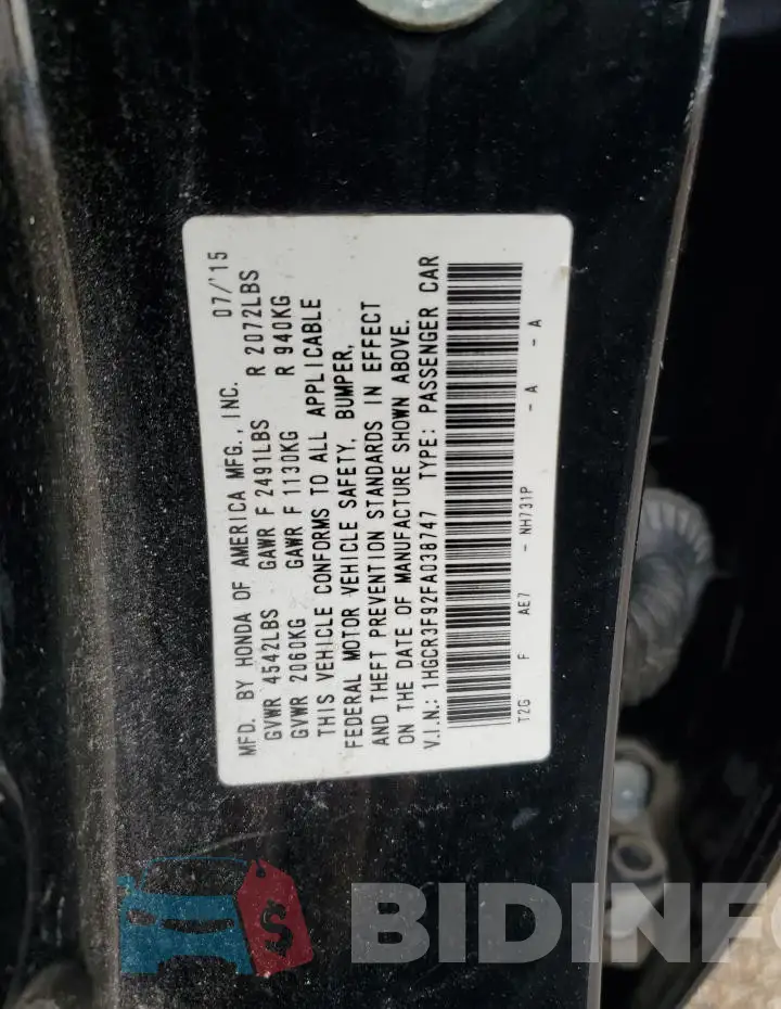 1HGCR3F92FA038747 Photo# 12