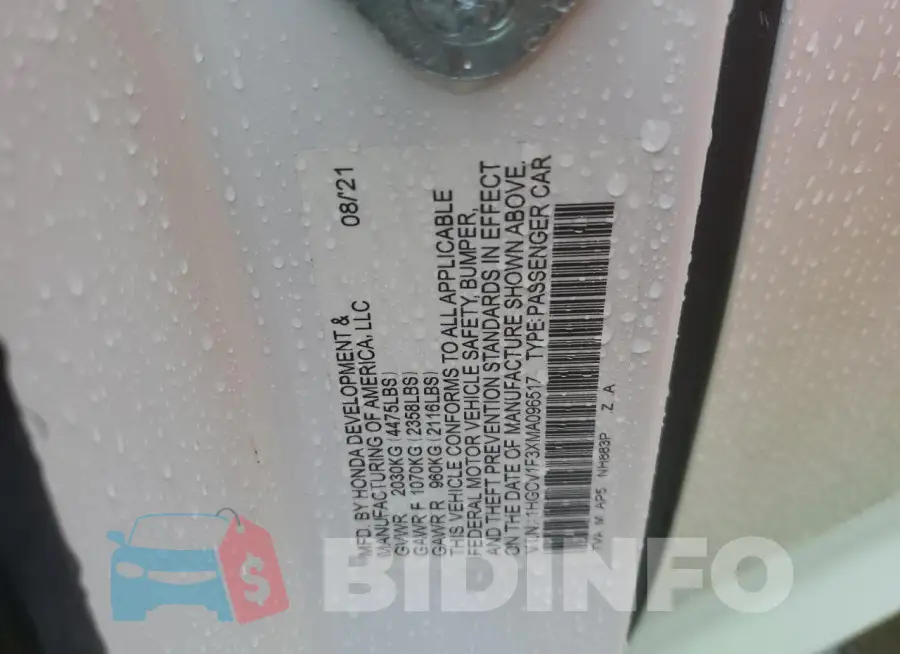 1HGCV1F3XMA096517 Photo# 13