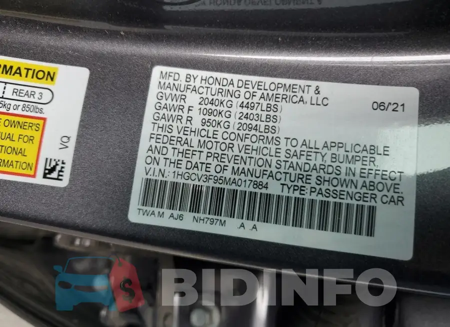 1HGCV3F95MA017884 Photo# 12