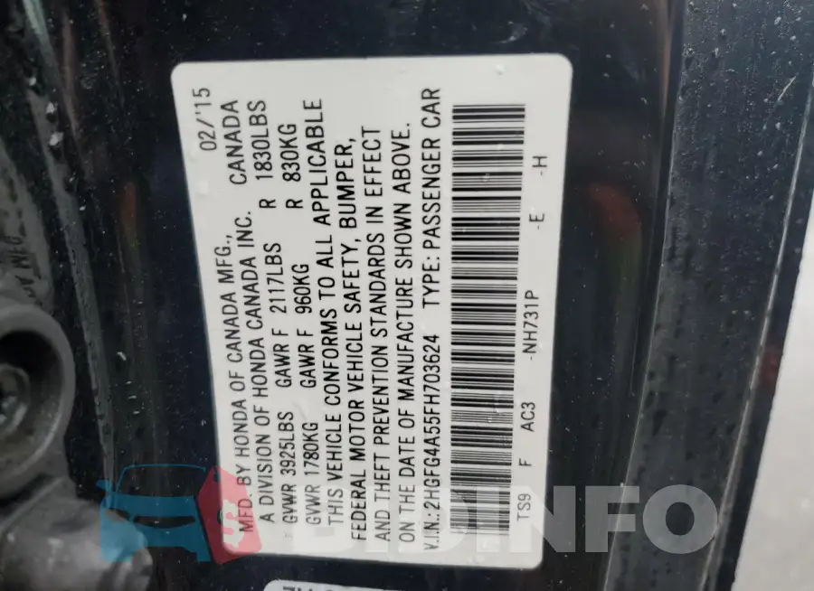 2HGFG4A55FH703624 Photo# 12