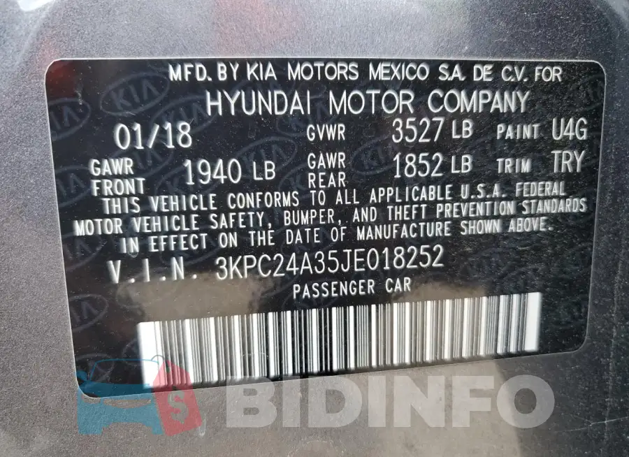 3KPC24A35JE018252 Photo# 13