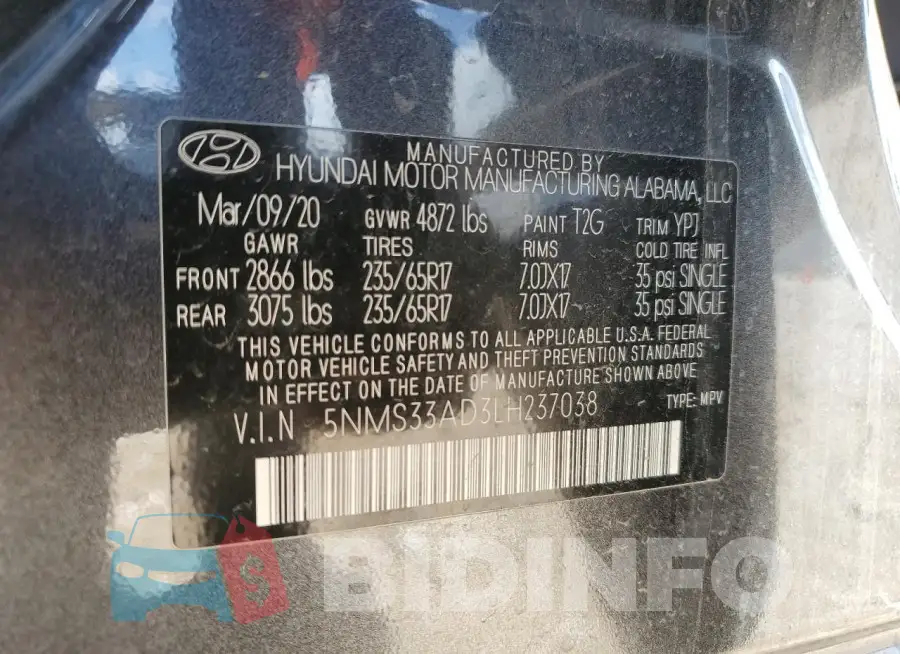 5NMS33AD3LH237038 Photo# 14