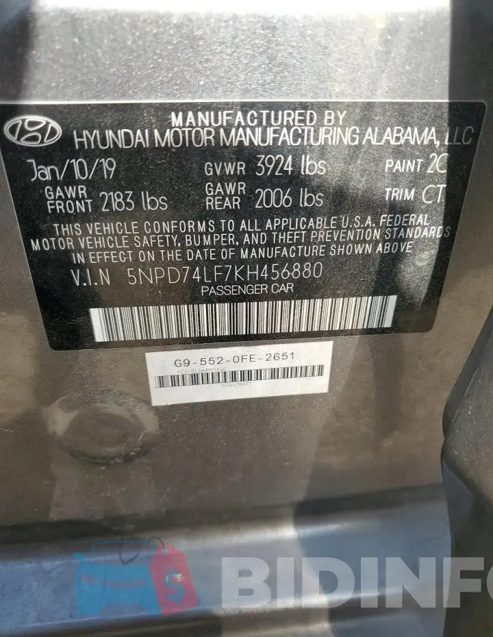 5NPD74LF7KH456880 Photo# 12