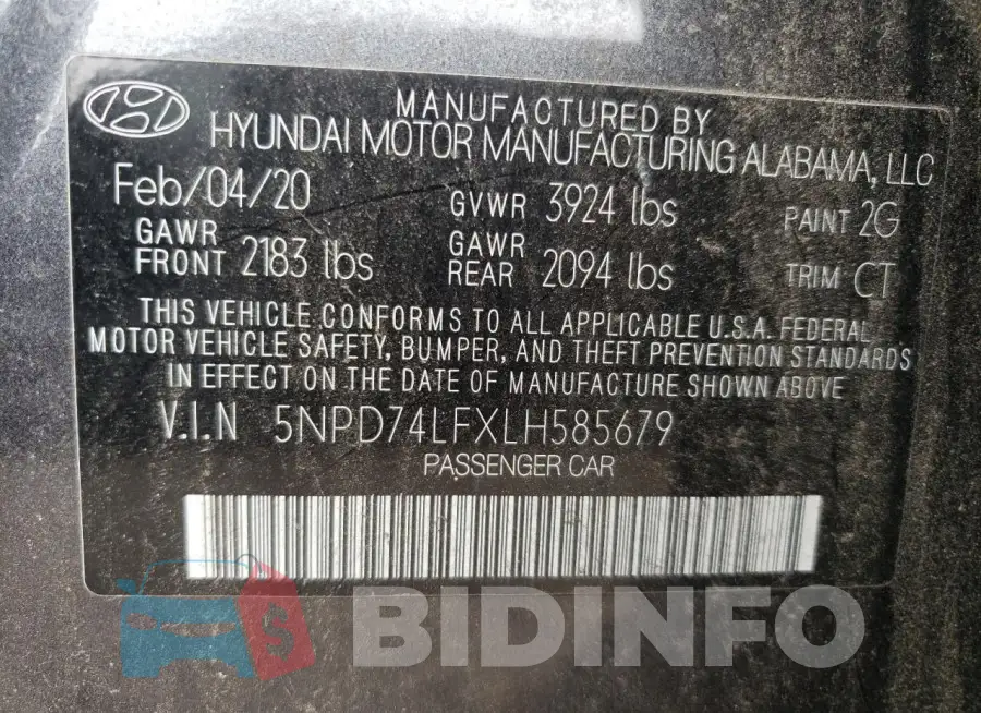 5NPD74LFXLH585679 Photo# 12