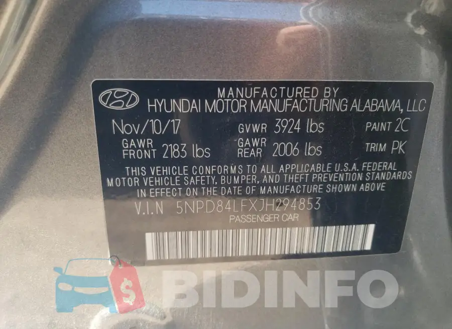 5NPD84LFXJH294853 Photo# 13