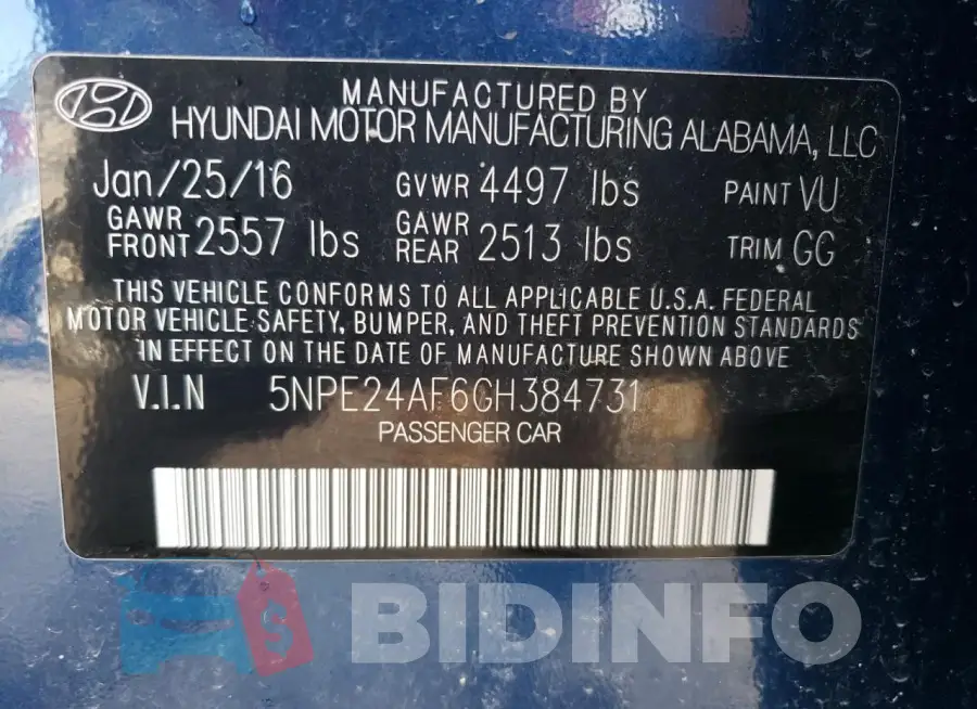 5NPE24AF6GH384731 Photo# 12