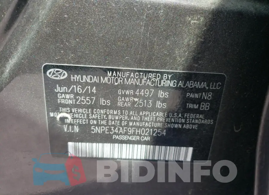 5NPE34AF9FH021254 Photo# 12