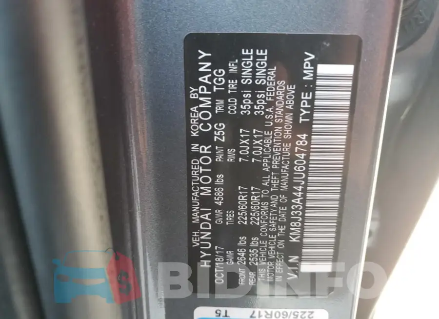 KM8J33A44JU604784 Photo# 14