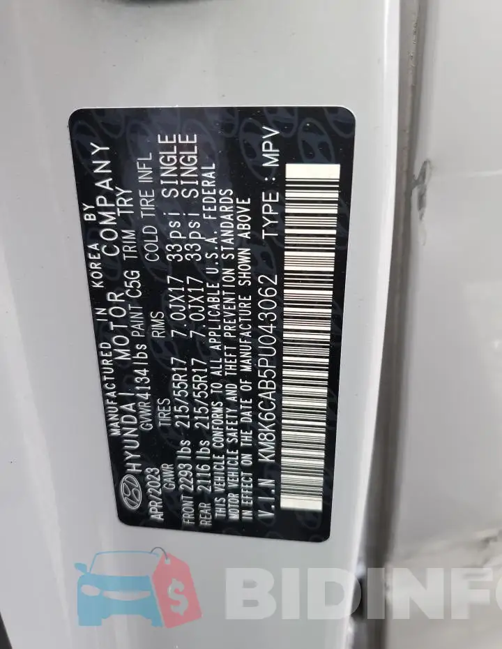 KM8K6CAB5PU043062 Photo# 13