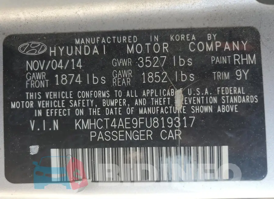 KMHCT4AE9FU819317 Photo# 12