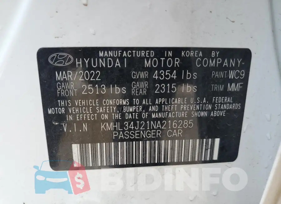 KMHL34J21NA216285 Photo# 12
