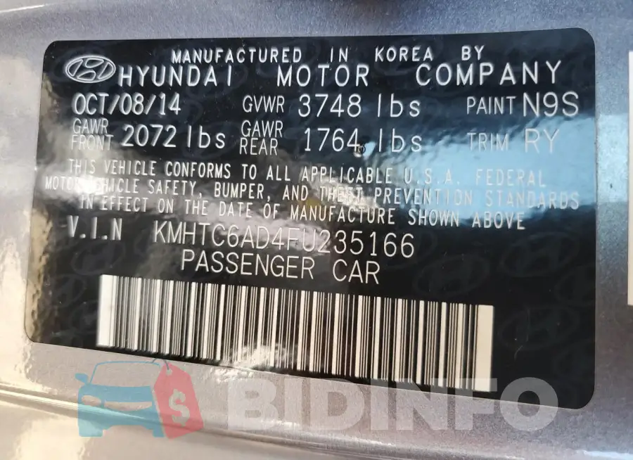 KMHTC6AD4FU235166 Photo# 13