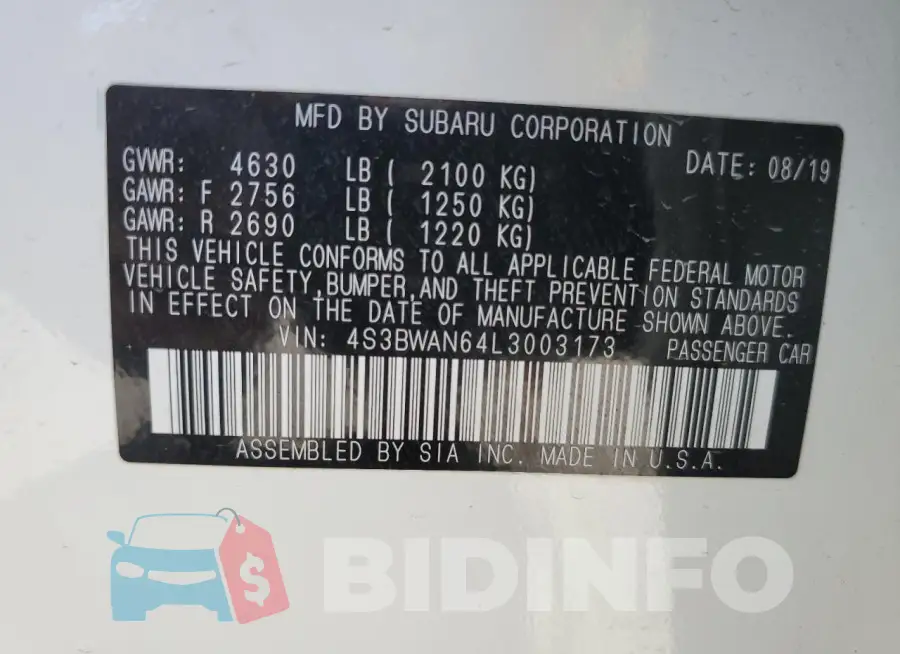 4S3BWAN64L3003173 Photo# 12