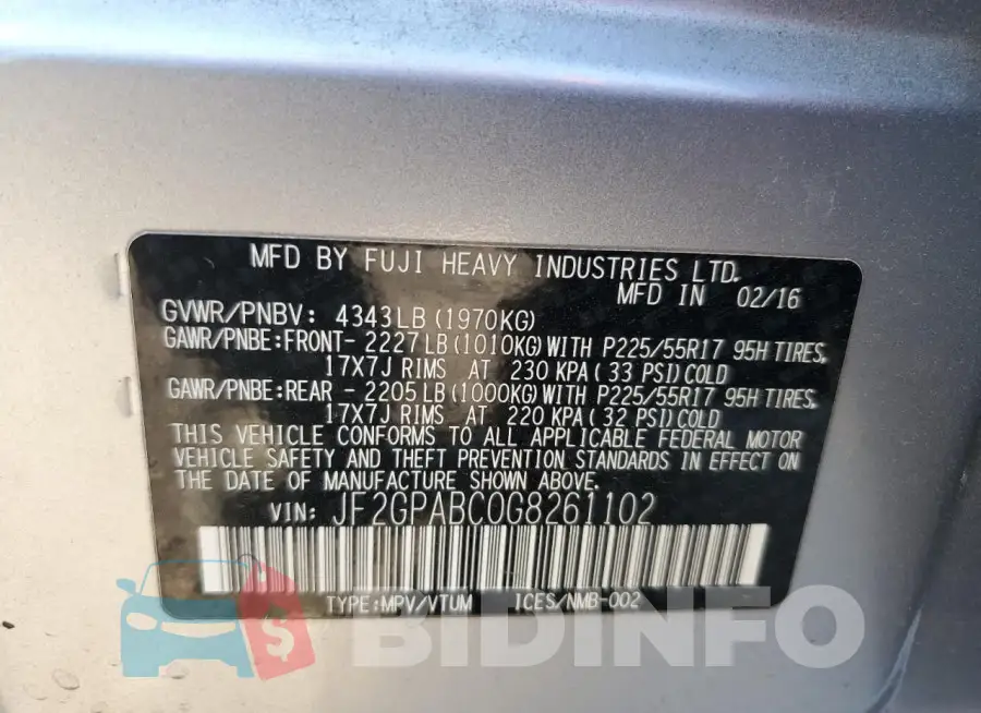 JF2GPABC0G8261102 Photo# 12