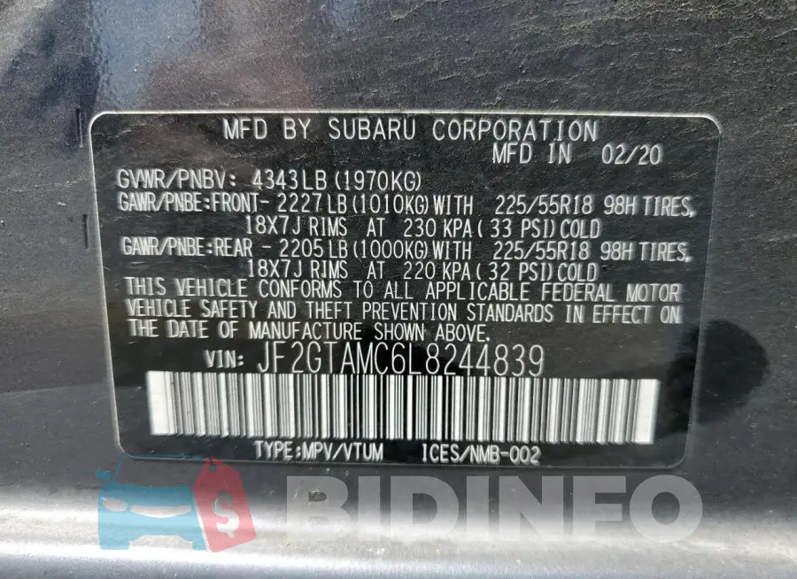 JF2GTAMC6L8244839 Photo# 12