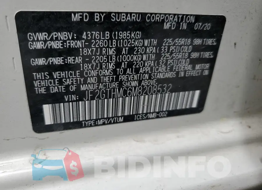 JF2GTHMC6M8208532 Photo# 13