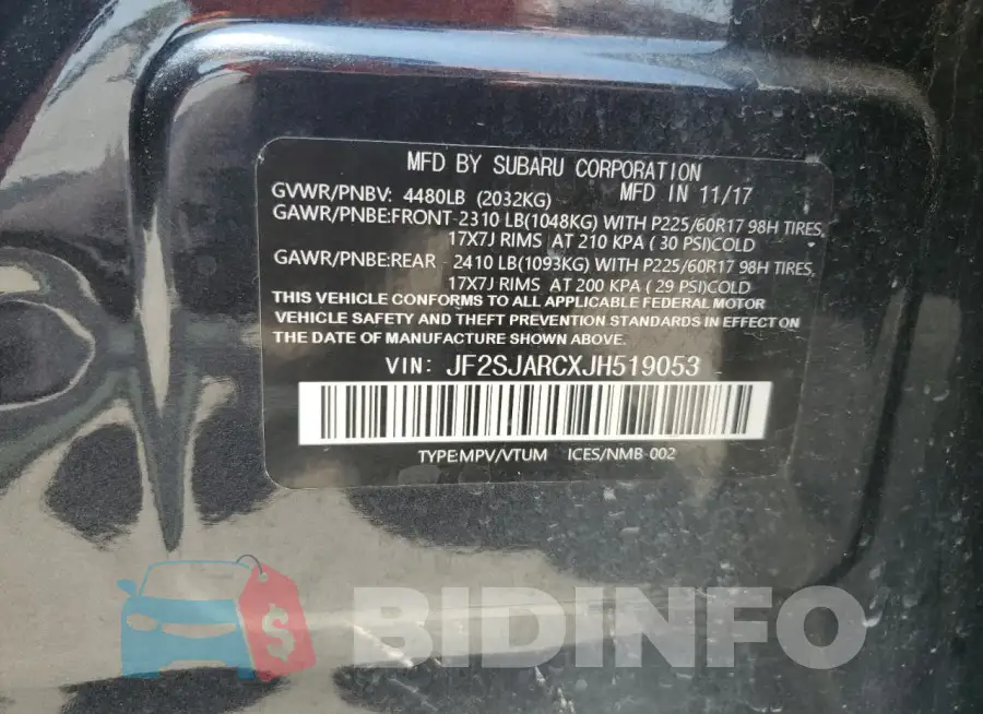 JF2SJARCXJH519053 Photo# 13