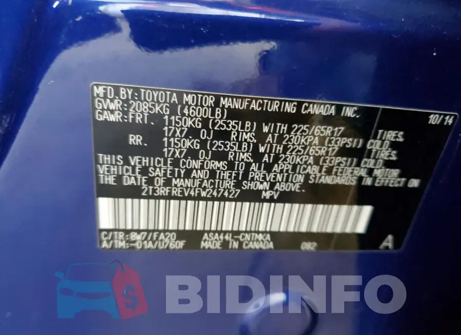 2T3RFREV4FW247427 Photo# 12