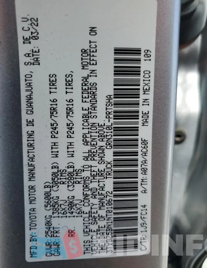 3TYDZ5BN1NT010672 Photo# 12