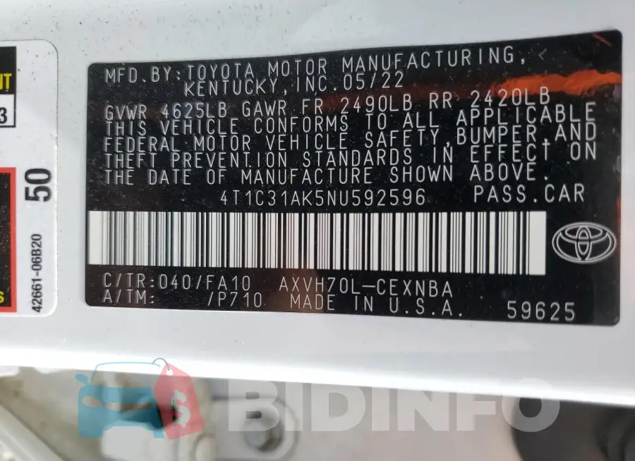 4T1C31AK5NU592596 Photo# 12