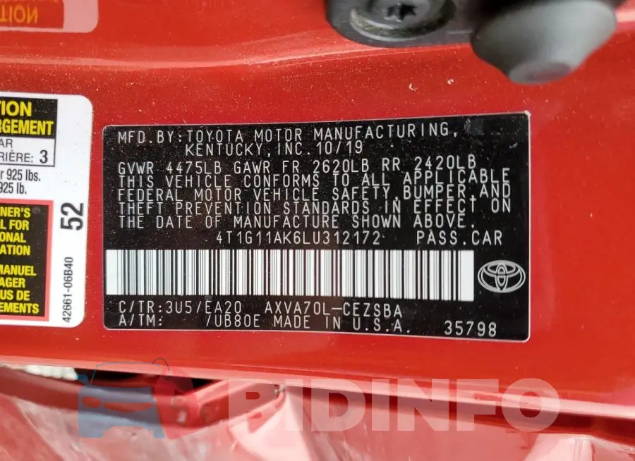4T1G11AK6LU312172 Photo# 12