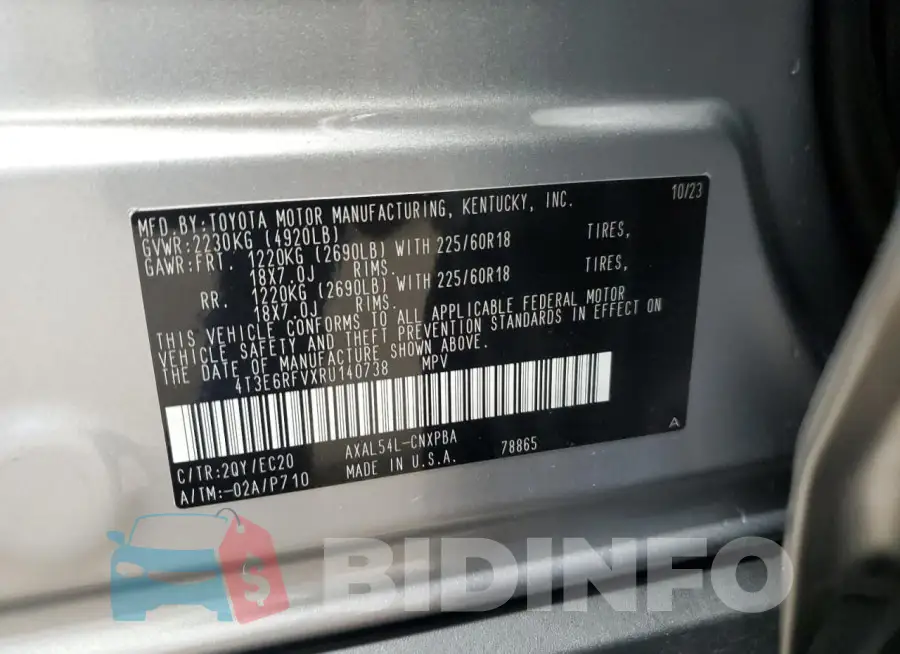 4T3E6RFVXRU140738 Photo# 13