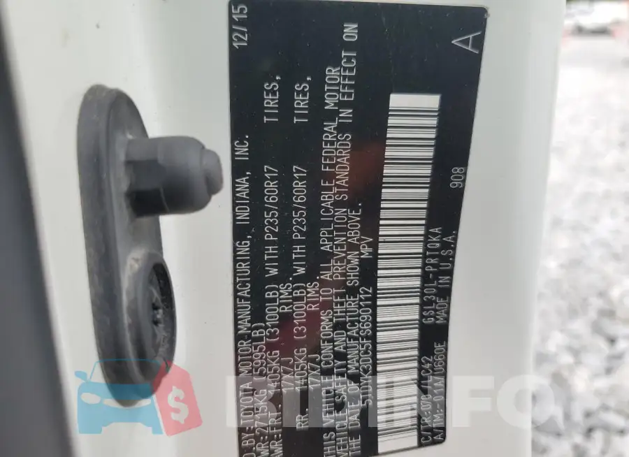 5TDYK3DC5FS690112 Photo# 14