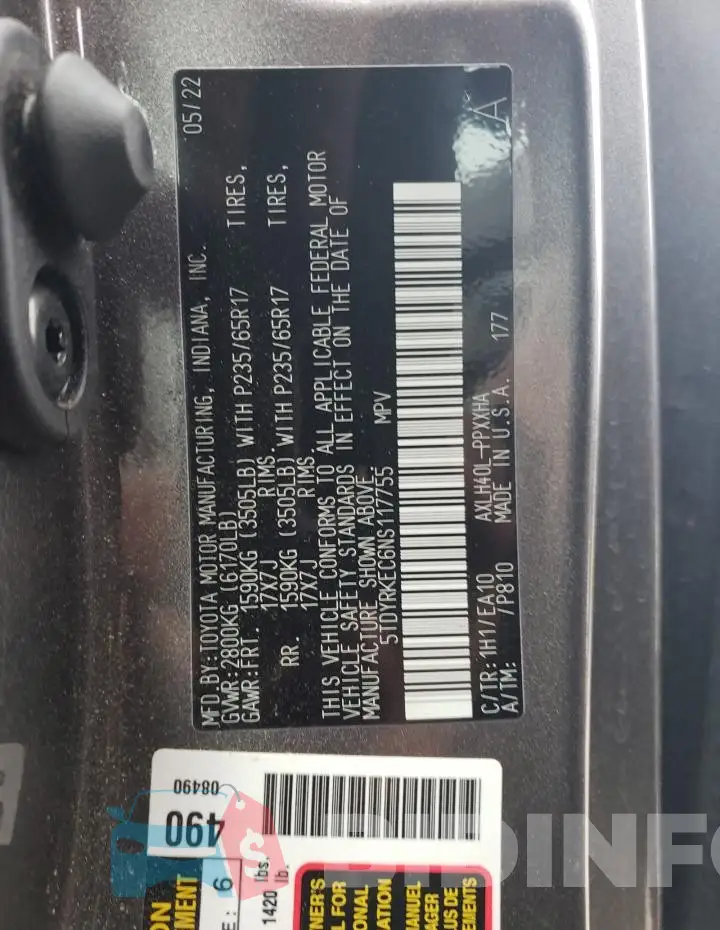 5TDYRKEC6NS117755 Photo# 13