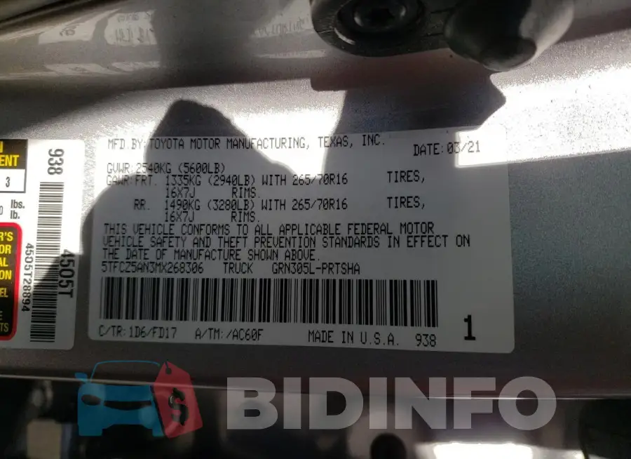 5TFCZ5AN3MX268306 Photo# 12