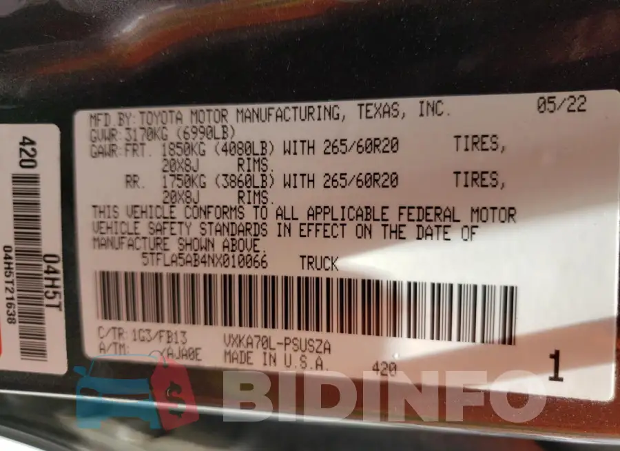 5TFLA5AB4NX010066 Photo# 12
