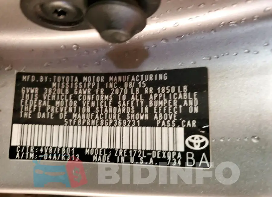 5YFBPRHE8GP369231 Photo# 12