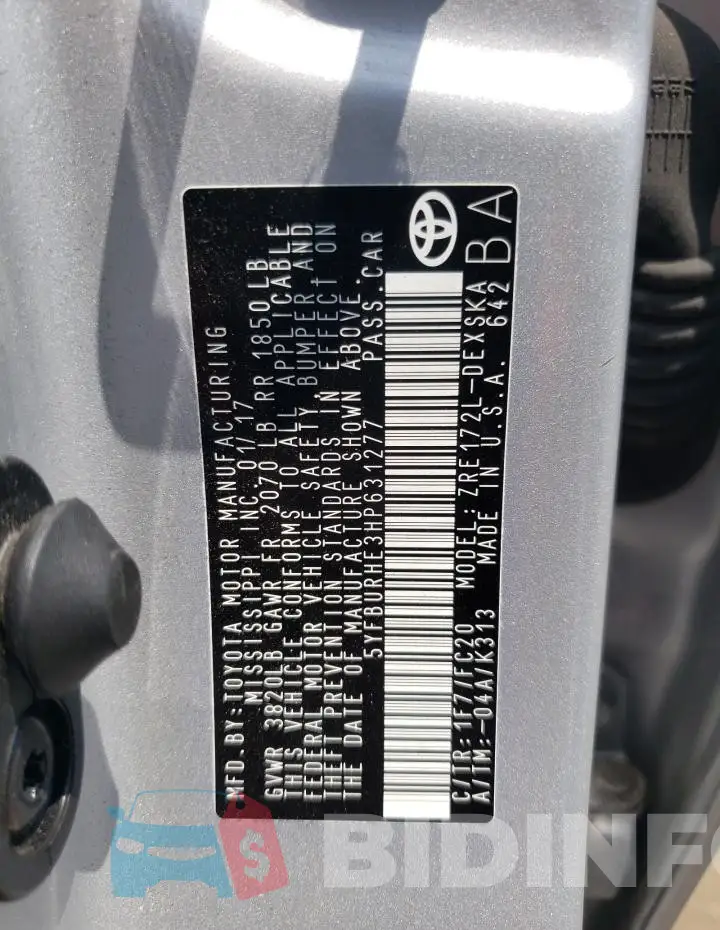 5YFBURHE3HP631277 Photo# 12