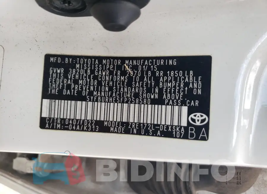 5YFBURHE5FP258580 Photo# 12