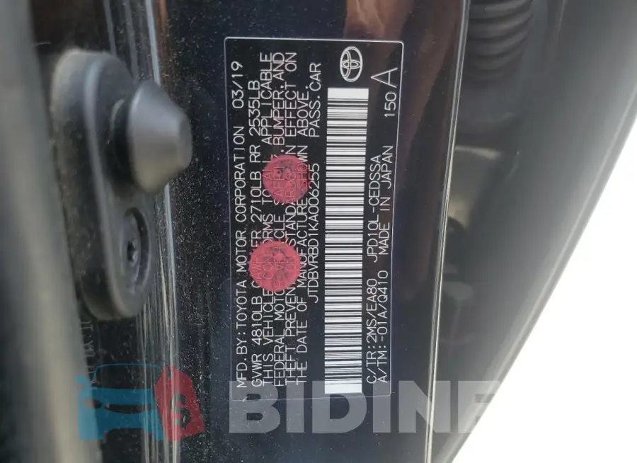 JTDBVRBD1KA006255 Photo# 12