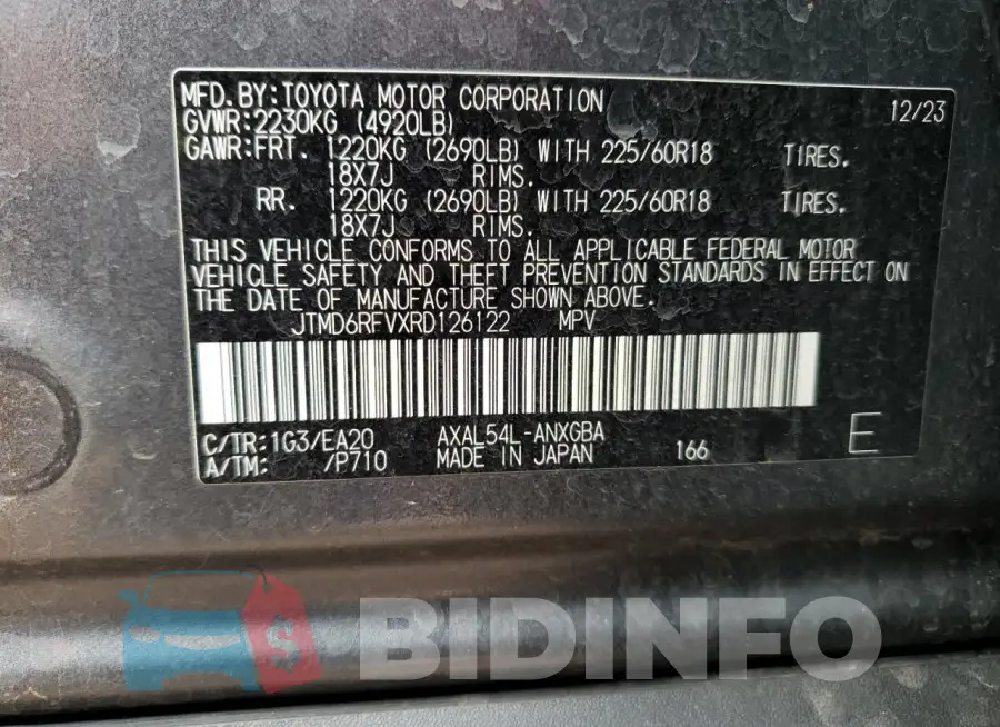 JTMD6RFVXRD126122 Photo# 13