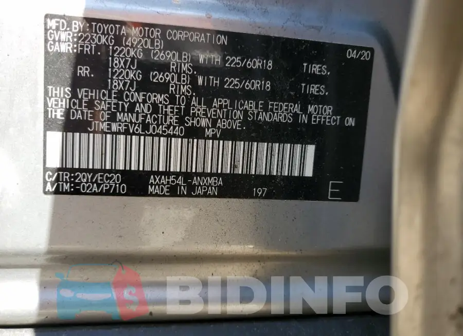 JTMEWRFV6LJ045440 Photo# 14