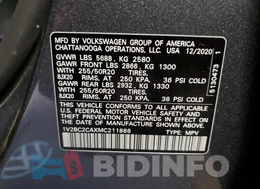 1V2BC2CAXMC211886 Photo# 13