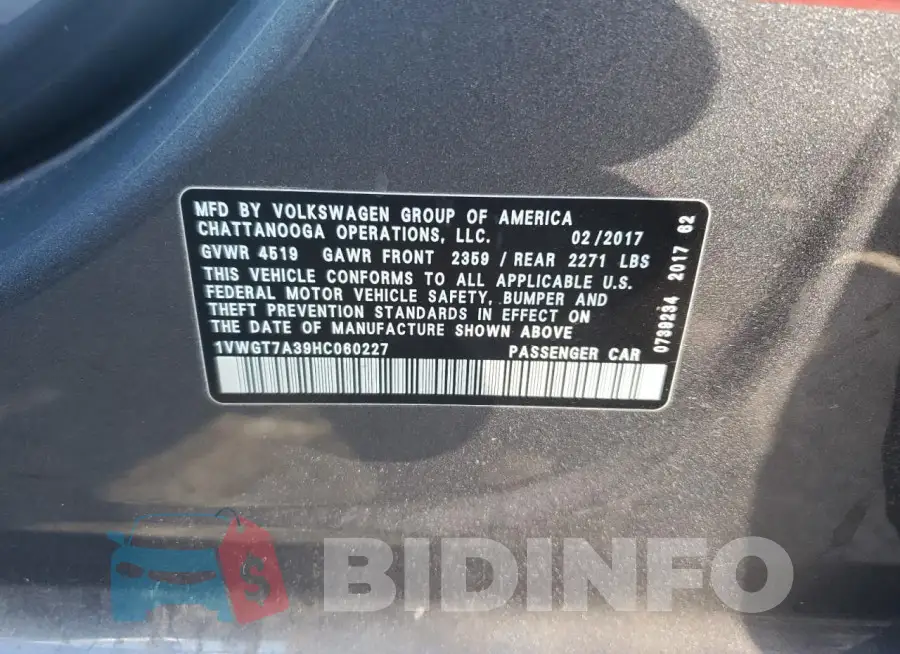 1VWGT7A39HC060227 Photo# 12