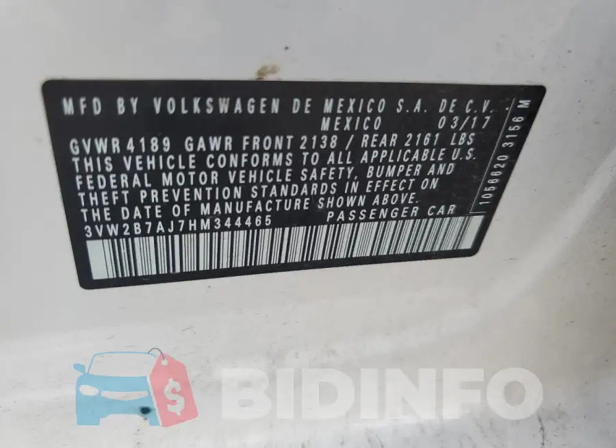 3VW2B7AJ7HM344465 Photo# 12