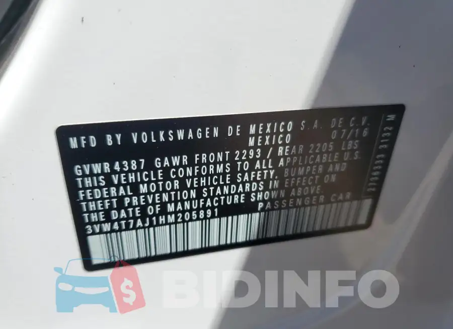 3VW4T7AJ1HM205891 Photo# 12