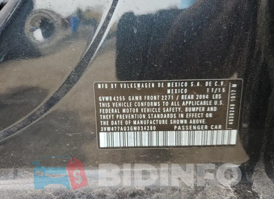 3VW4T7AU3GM034280 Photo# 12