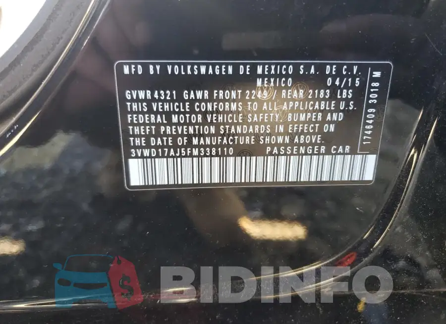3VWD17AJ5FM338110 Photo# 12